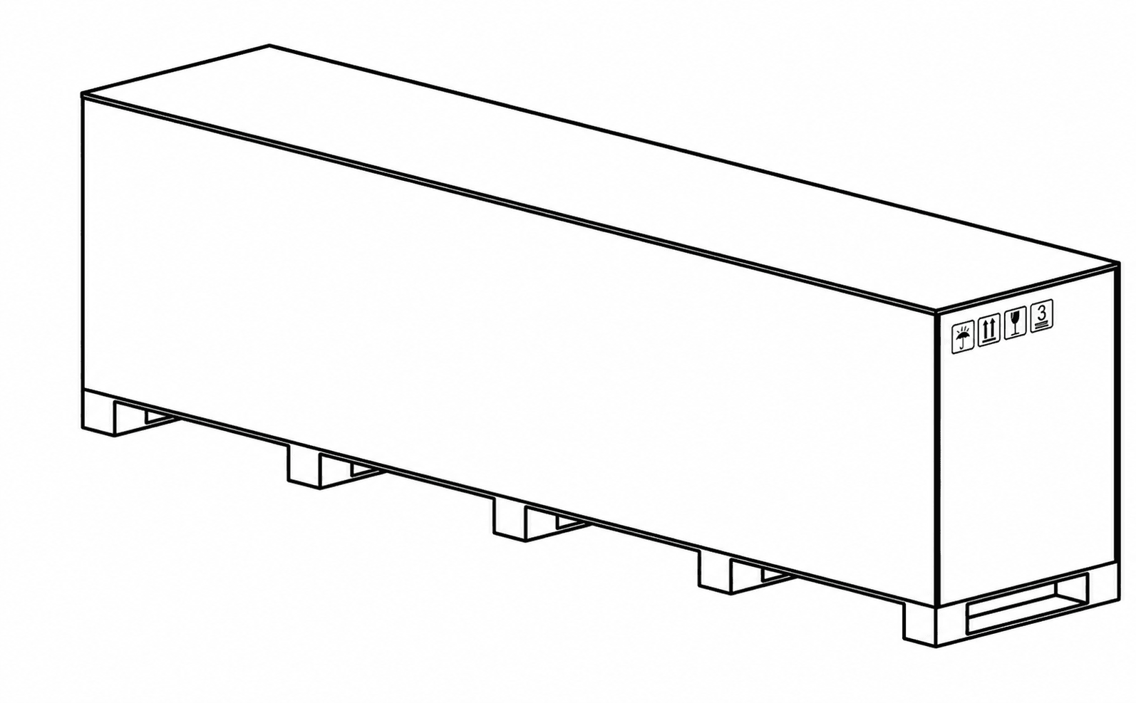Technical line drawing of the 9000 AIO shipping crate